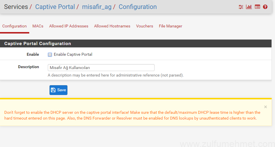 pfSense Kurulum hotspot