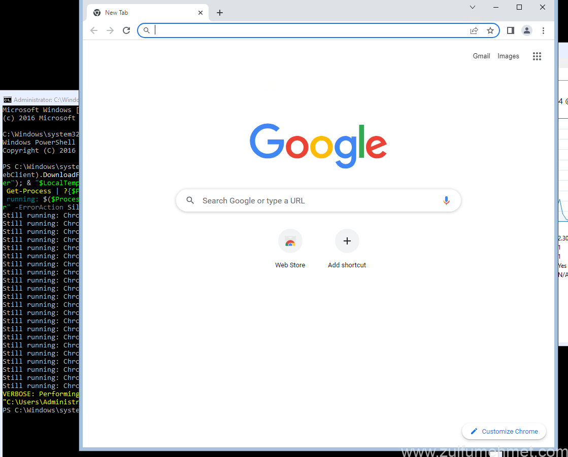 windows server core power shell chrome kurlumu